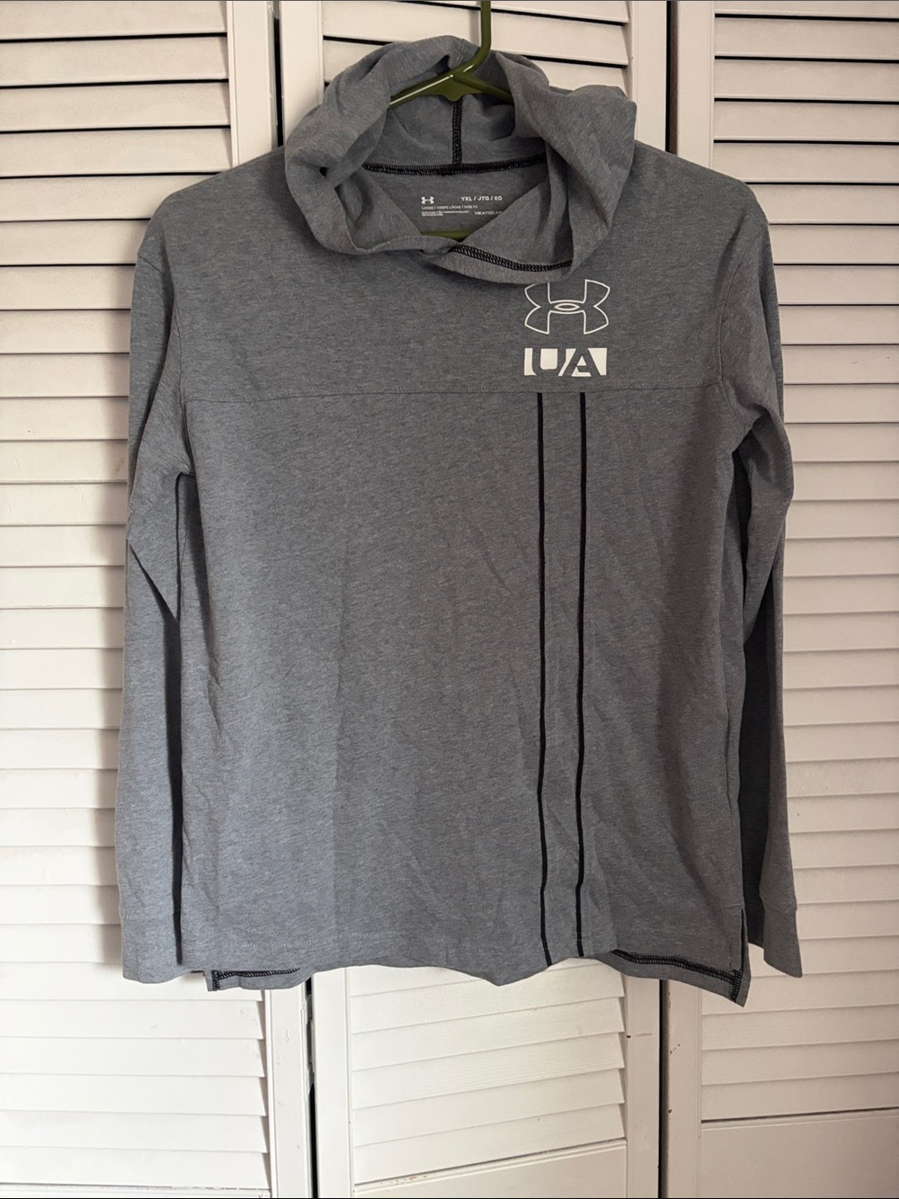 Under Armour Gray Kids Pullover with Vertical Stripe and Logo